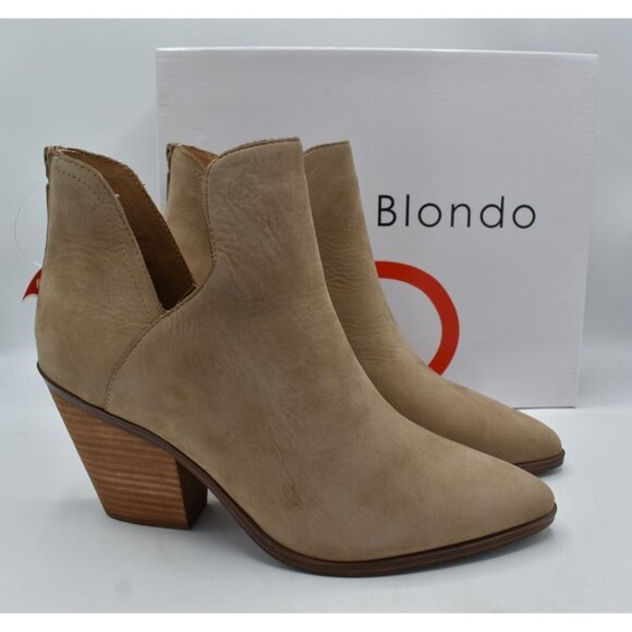 Blondo Womens 10 Wynona Sand Nubuck Waterproof Pointed Toe Zipped Booties Boots - Picture 1 of 13